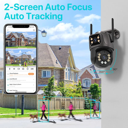 4K/8MP Outdoor WiFi PTZ Security Camera - Dual Lens, AI Auto Tracking, Night Vision