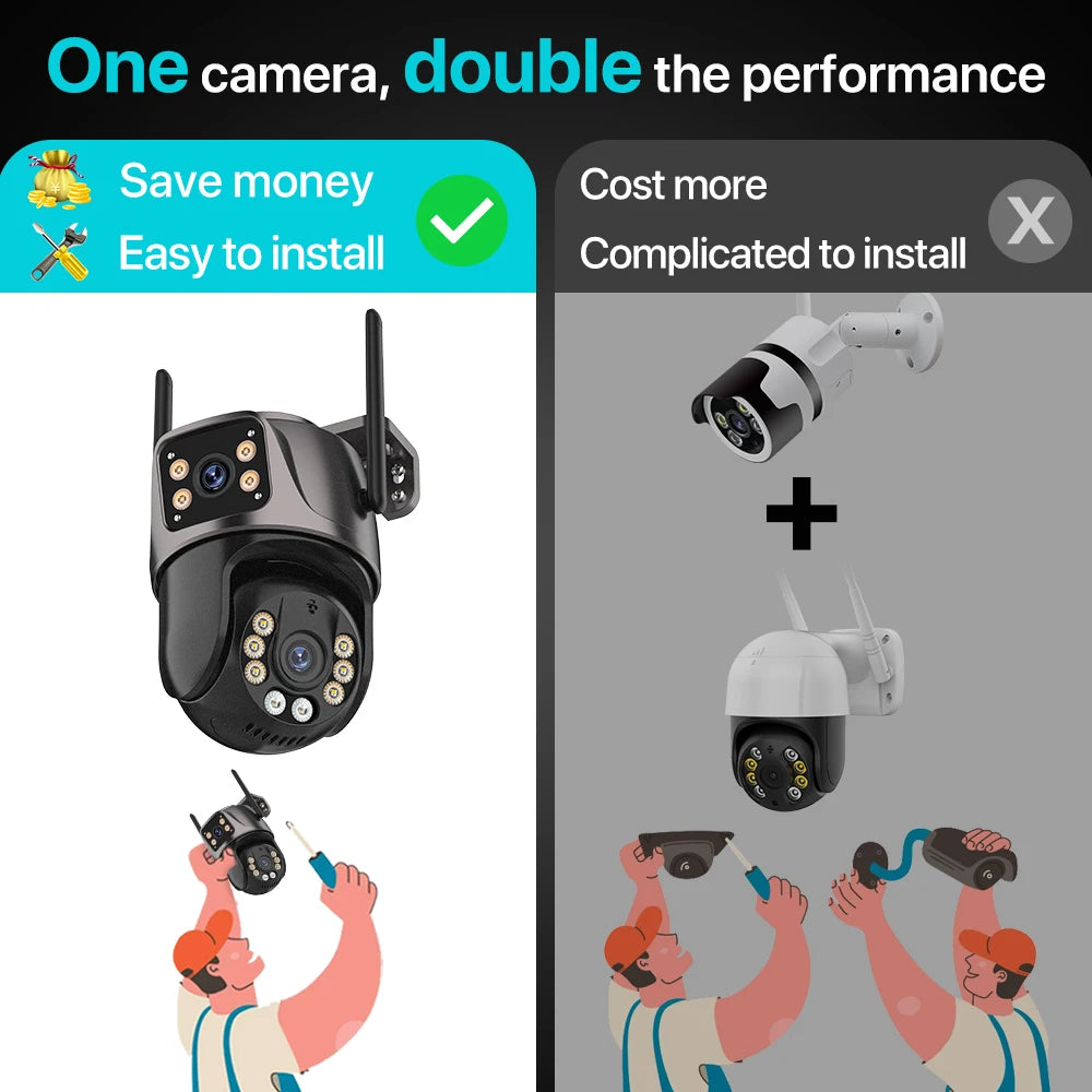 4K/8MP Outdoor WiFi PTZ Security Camera - Dual Lens, AI Auto Tracking, Night Vision