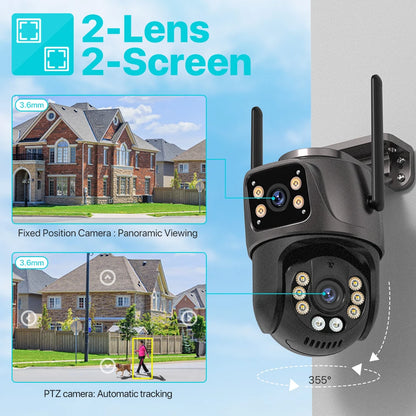 4K/8MP Outdoor WiFi PTZ Security Camera - Dual Lens, AI Auto Tracking, Night Vision
