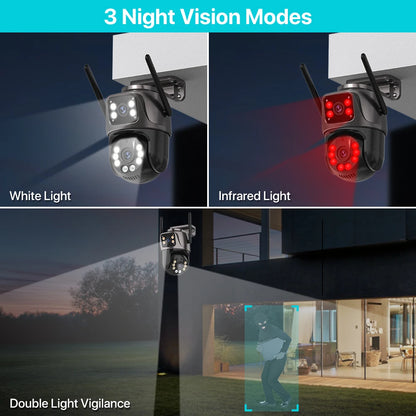 4K/8MP Outdoor WiFi PTZ Security Camera - Dual Lens, AI Auto Tracking, Night Vision
